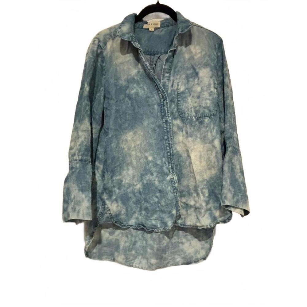 Anthropologie Cloth and Stone‎ long sleeve denim button up shirt sz S #1671
